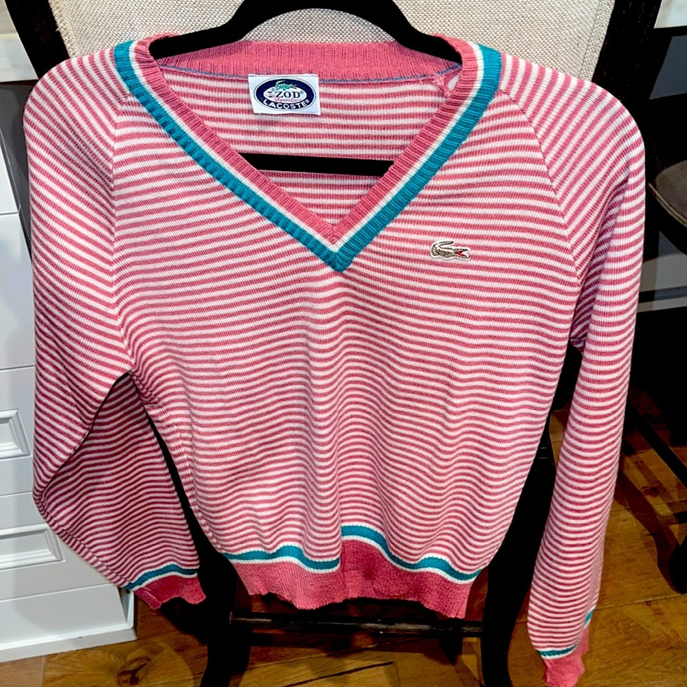 Lacoste striped v neck
